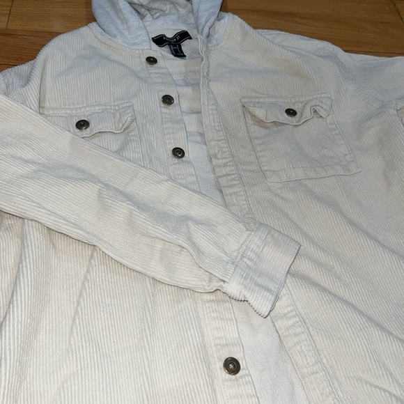 Forever 21, cream corduroy flannel with hood - Picture 3 of 3